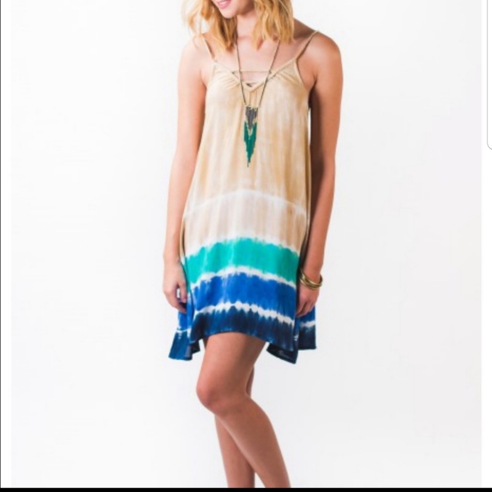 Earthbound Beige and Blue Tie Dye Dress